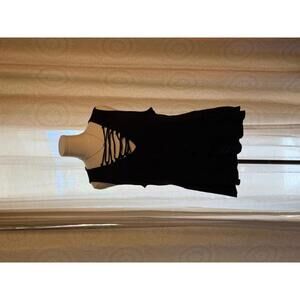 Torrid Strappy Cage Neck Tank Black Peplum Top